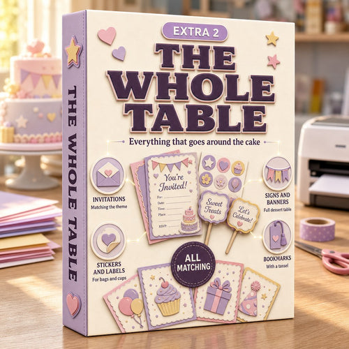 From One Topper to the Whole Table: invitations, stickers, signs and bookmarks