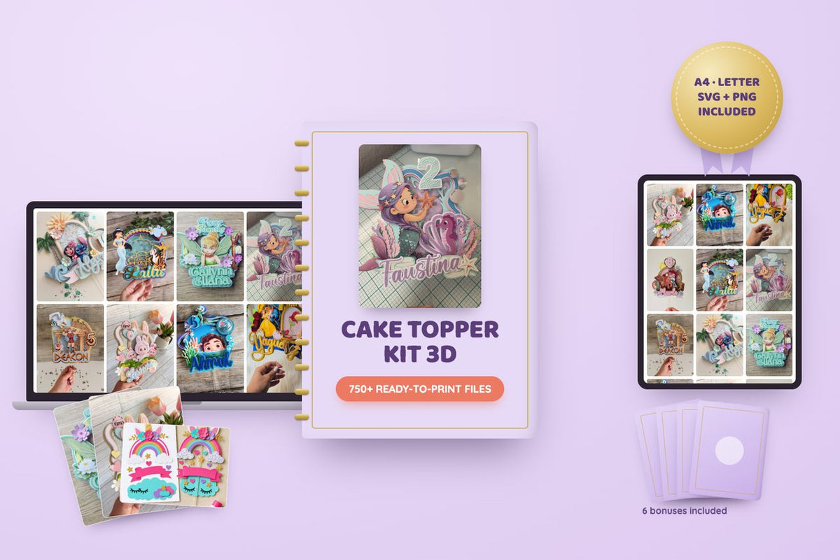 Cake Topper Kit 3D: 750+ layered designs ready to print